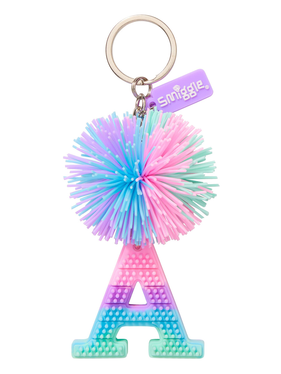 porte-clés alphabet parfumé avec pompon pastel
