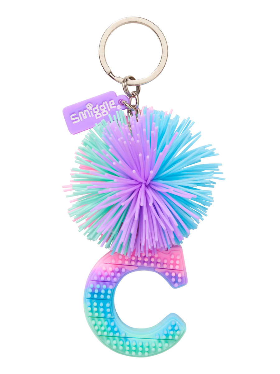 porte-clés alphabet parfumé avec pompon pastel