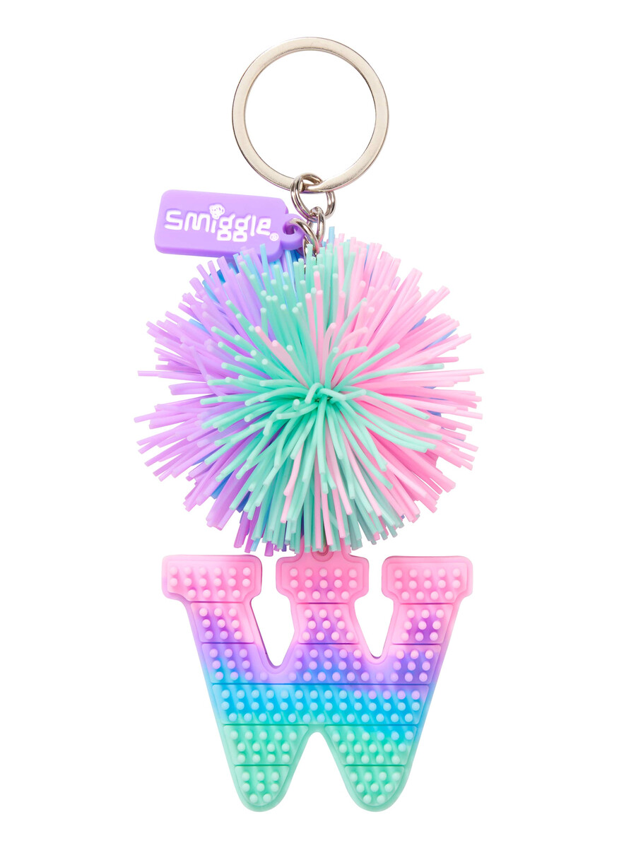 porte-clés alphabet parfumé avec pompon pastel