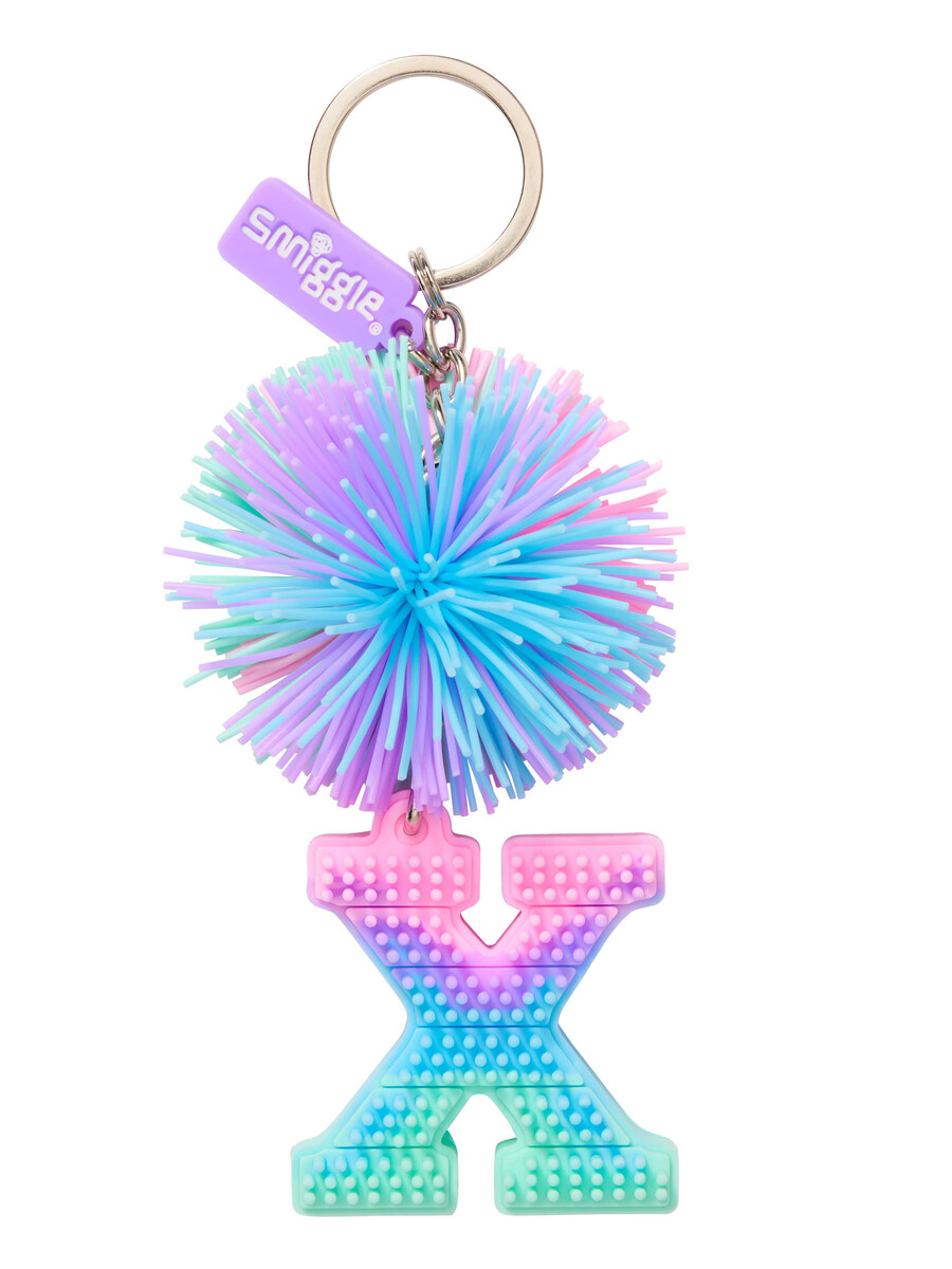 porte-clés alphabet parfumé avec pompon pastel