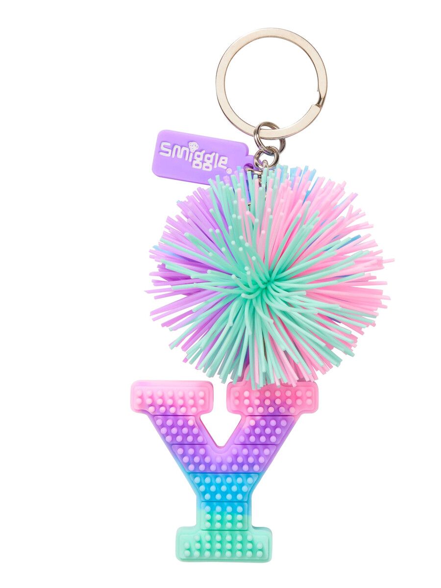 porte-clés alphabet parfumé avec pompon pastel