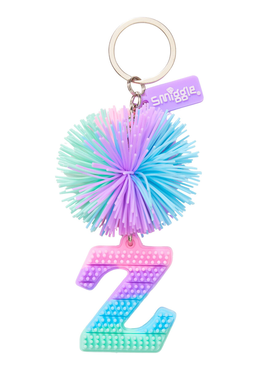 porte-clés alphabet parfumé avec pompon pastel