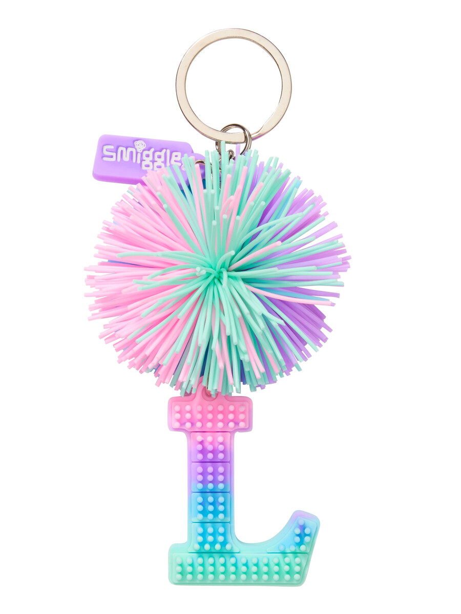 porte-clés alphabet parfumé avec pompon pastel