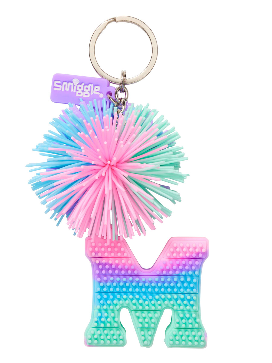porte-clés alphabet parfumé avec pompon pastel