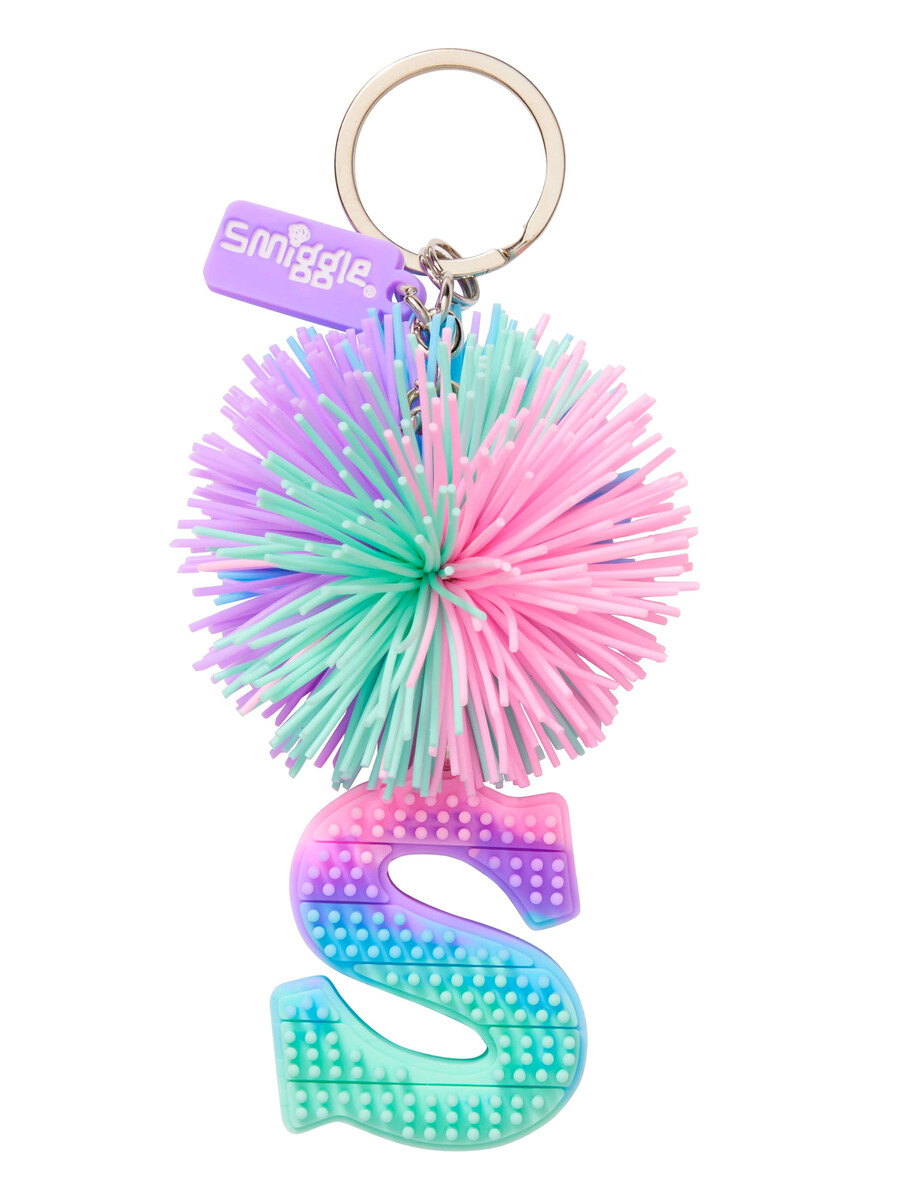 porte-clés alphabet parfumé avec pompon pastel