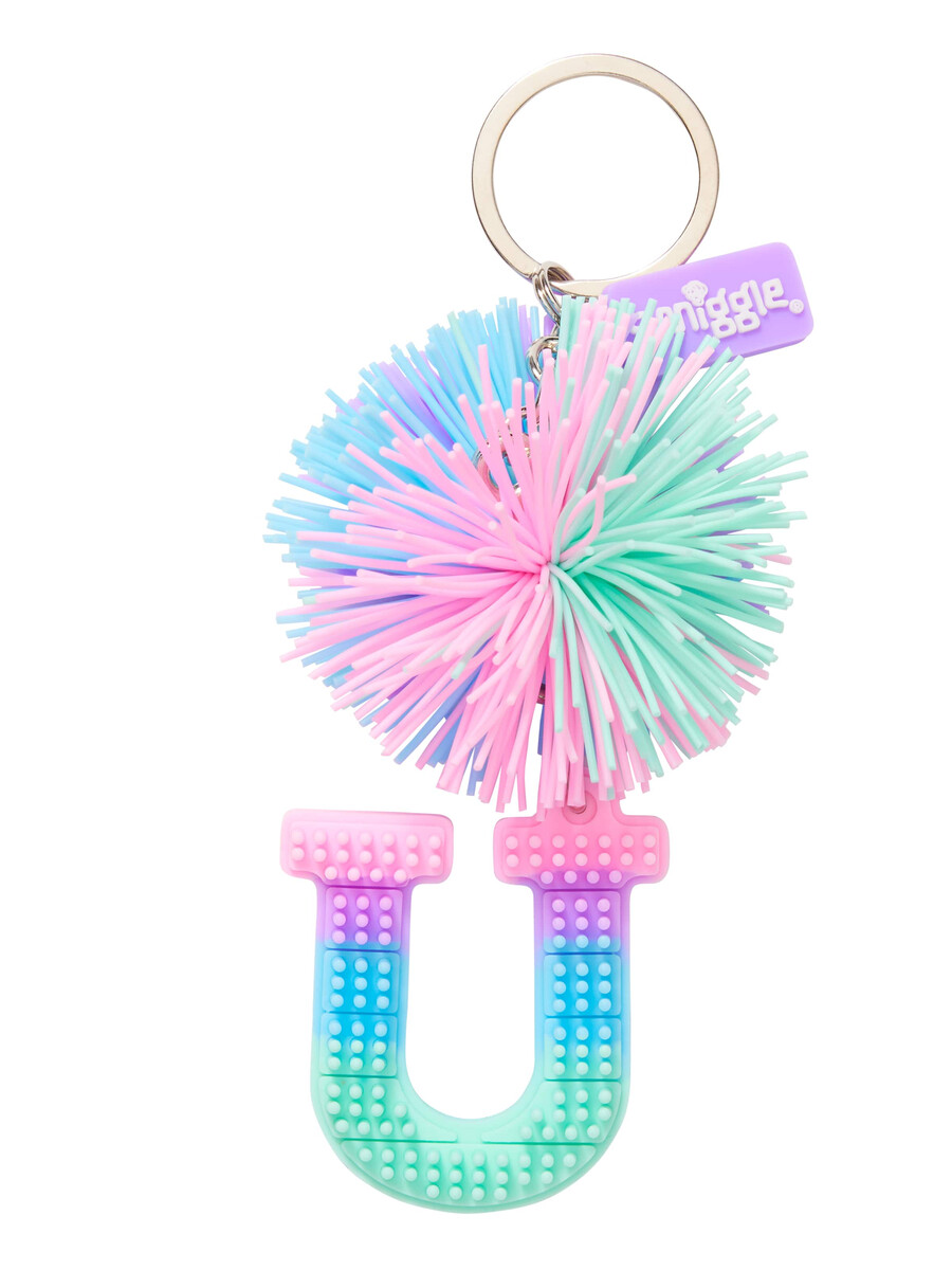 porte-clés alphabet parfumé avec pompon pastel