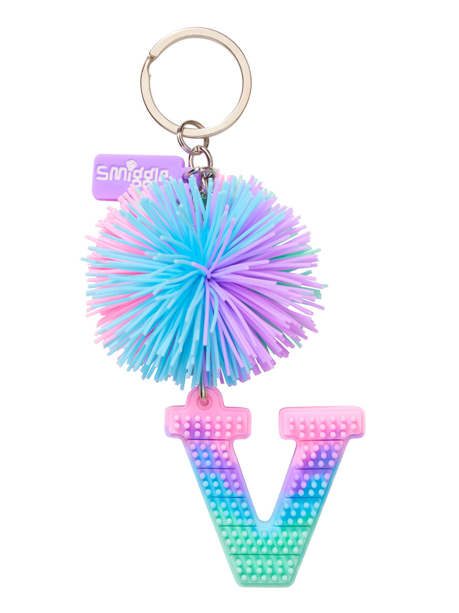 porte-clés alphabet parfumé avec pompon pastel