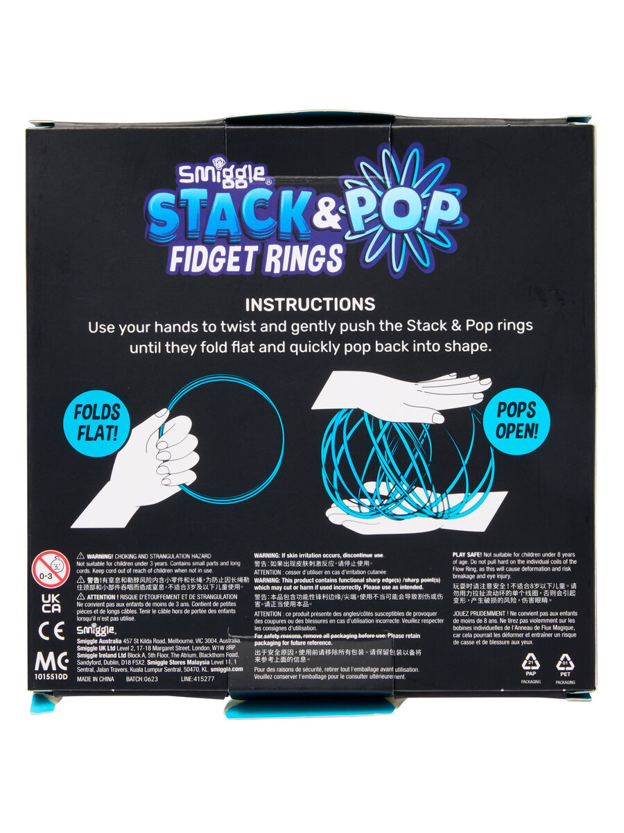 anneaux anti-stress empilables et pop phosphorescents