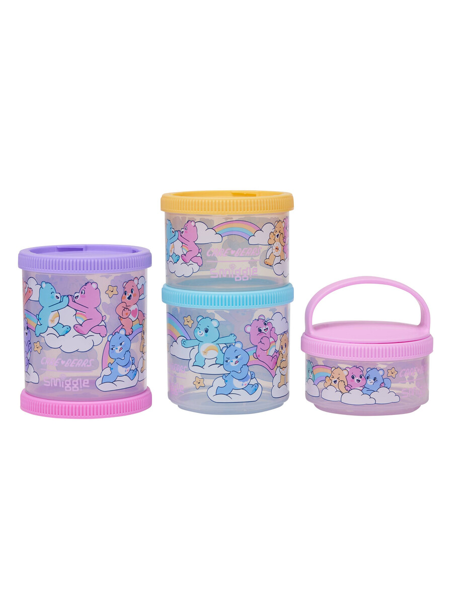 4 grands contenants à goûter empilables care bears