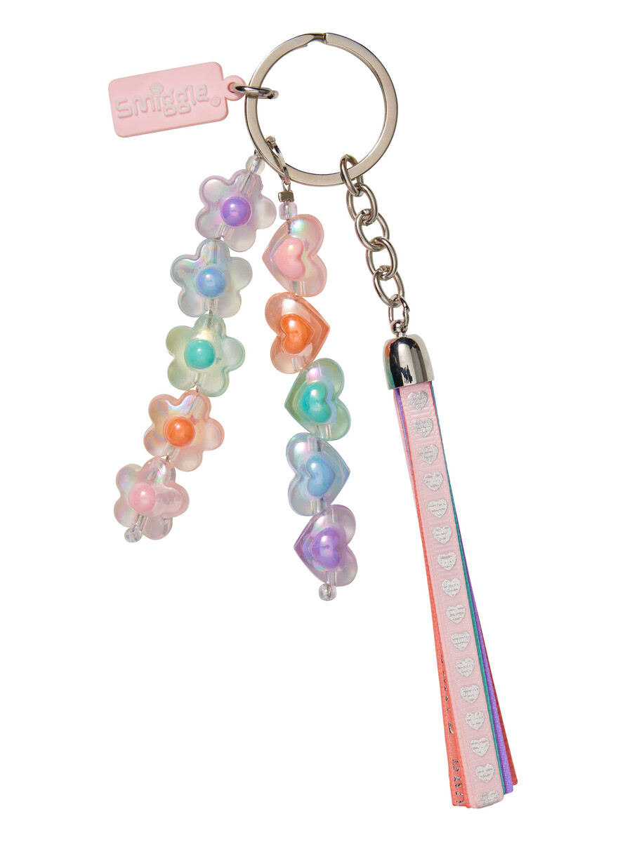 porte-clés à pompon et perles