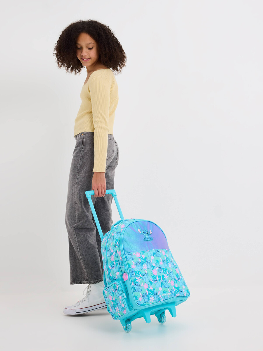 sac à dos à roulettes stitch avec roues lumineuses
