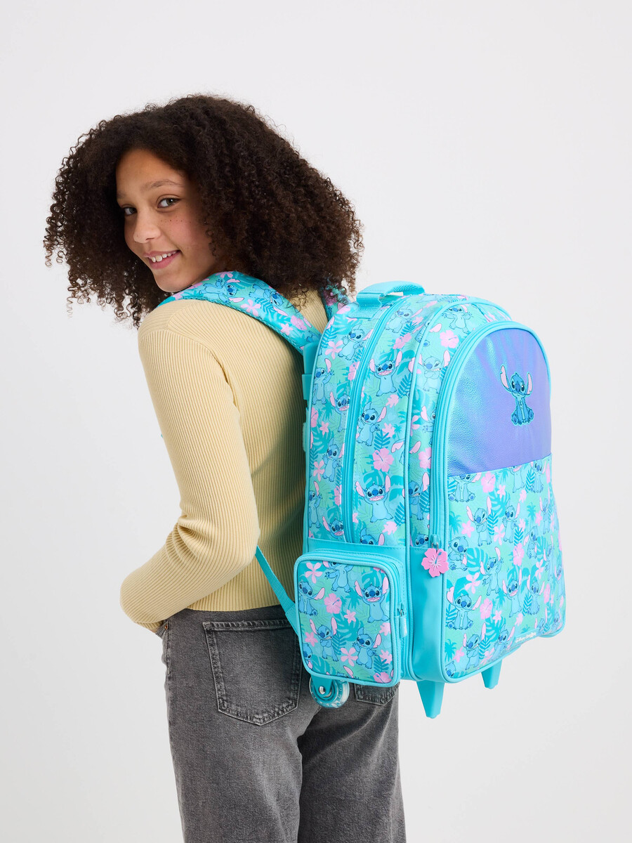 sac à dos à roulettes stitch avec roues lumineuses